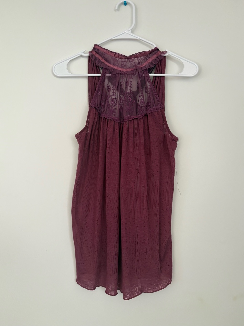 Free People Maroon Lace Halter Babydoll Tank Top XS Boho